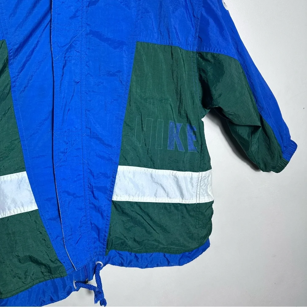 90s Vintage Nike Kids Blue and Green Colorblock windbreaker jacket